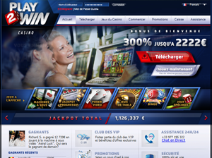 page d'accueil du site de play2win casino